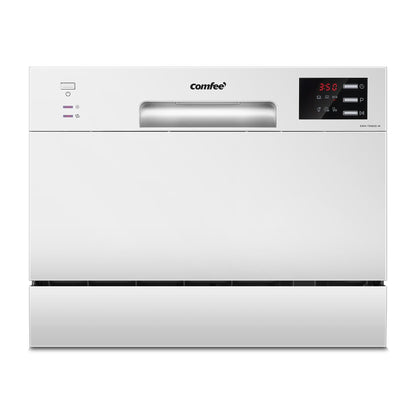 COMFEE' Table Top Dishwasher with 6 Place Settings, Mini Countertop Dishwasher for Small Families, Couples, LED display, Delay Start, 47dB Quiet Noise, White – image 1