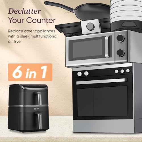 COSORI TurboTower Dual Air Fryer, 10.8L Space-Saving Stacked Design, 3-Layer Cooking – image 3