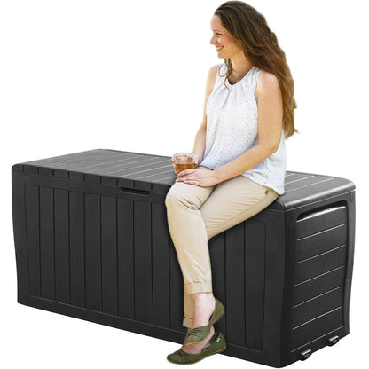 Deuba® Marvel+ Plus by KETER 270 Litre Outdoor 65% Recycled Garden Furniture Cushion Storage Box | Fade Free | Weather Resistant | Safe & Secure | Maintenance Free | Graphite Wood  – image 2