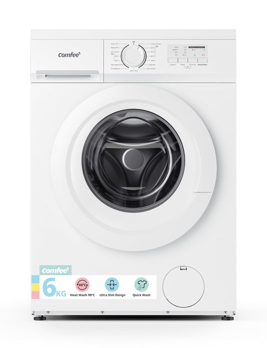 COMFEE' Freestanding Washing Machine,6KG Load,Heat Wash 90℃,Quick Wash,15 Washing Programs,White-CFE10EW60/W – image 1