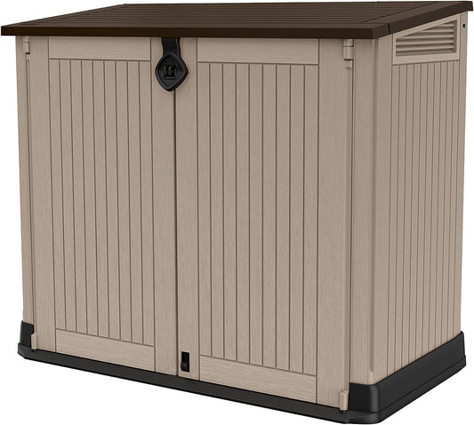 Keter Store-It Out Midi Outdoor Garden Storage Shed, Beige and Brown, 130 x 74 x 110 cm – image 1