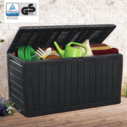 Deuba® Marvel+ Plus by KETER 270 Litre Outdoor 65% Recycled Garden Furniture Cushion Storage Box | Fade Free | Weather Resistant | Safe & Secure | Maintenance Free | Graphite Wood  – image 3
