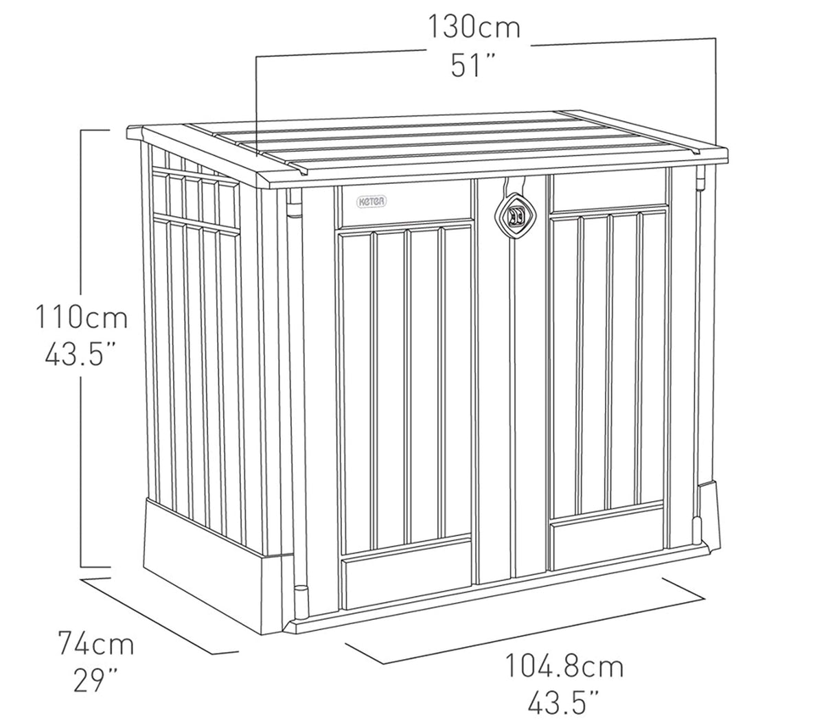 Keter Store It Out Midi Outdoor Garden Storage Shed, Black and Grey, 130 x 74 x 110 cm – image 3