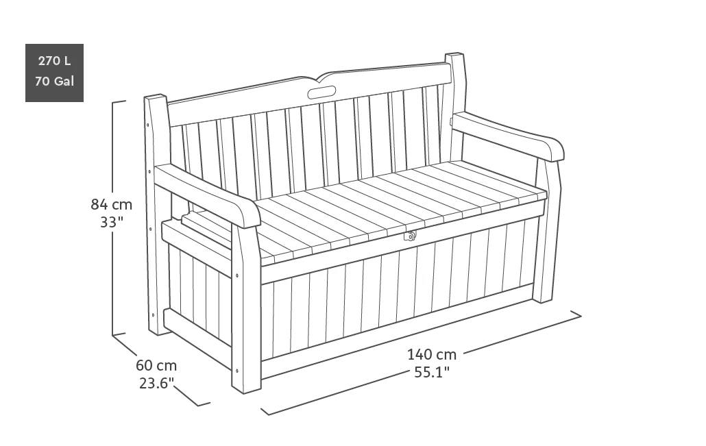 Eden 265L Storage Bench - Dark Grey – image 2